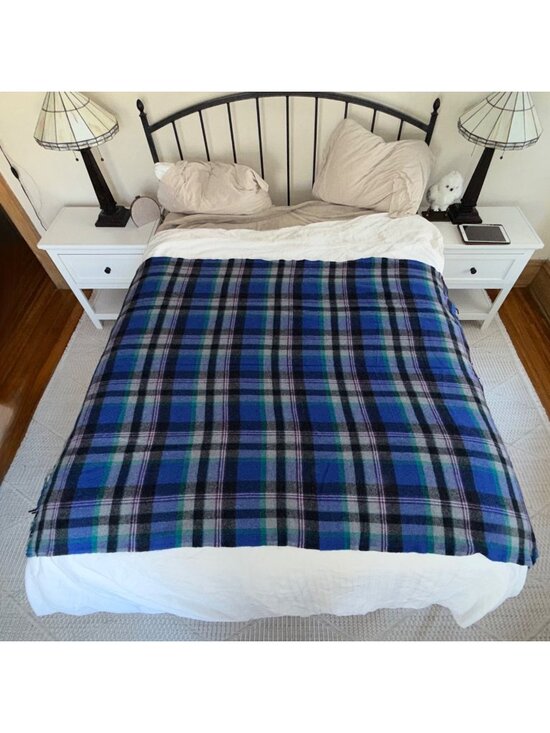 Pendleton Other - Vintage Pendleton Tartan Plaid Wool Blanket Throw 66"x52" Blue/Green/Purple Frin